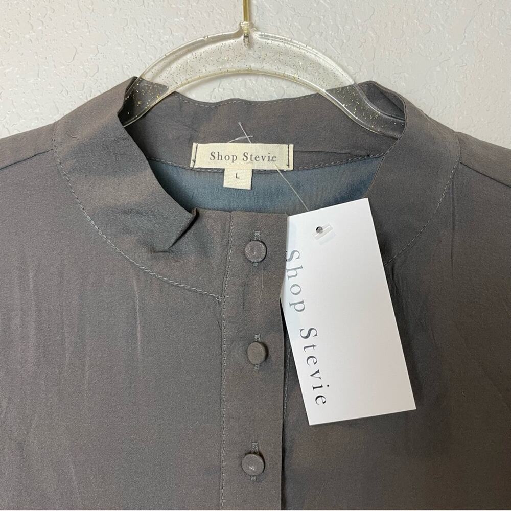 Bnwt! Shop Stevie Charcoal Gray Tiered Long Sleeve Dress Size L — image 6 of 8